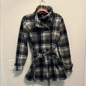 Ike Behar Plaid Double-Breasted Women's Coat
